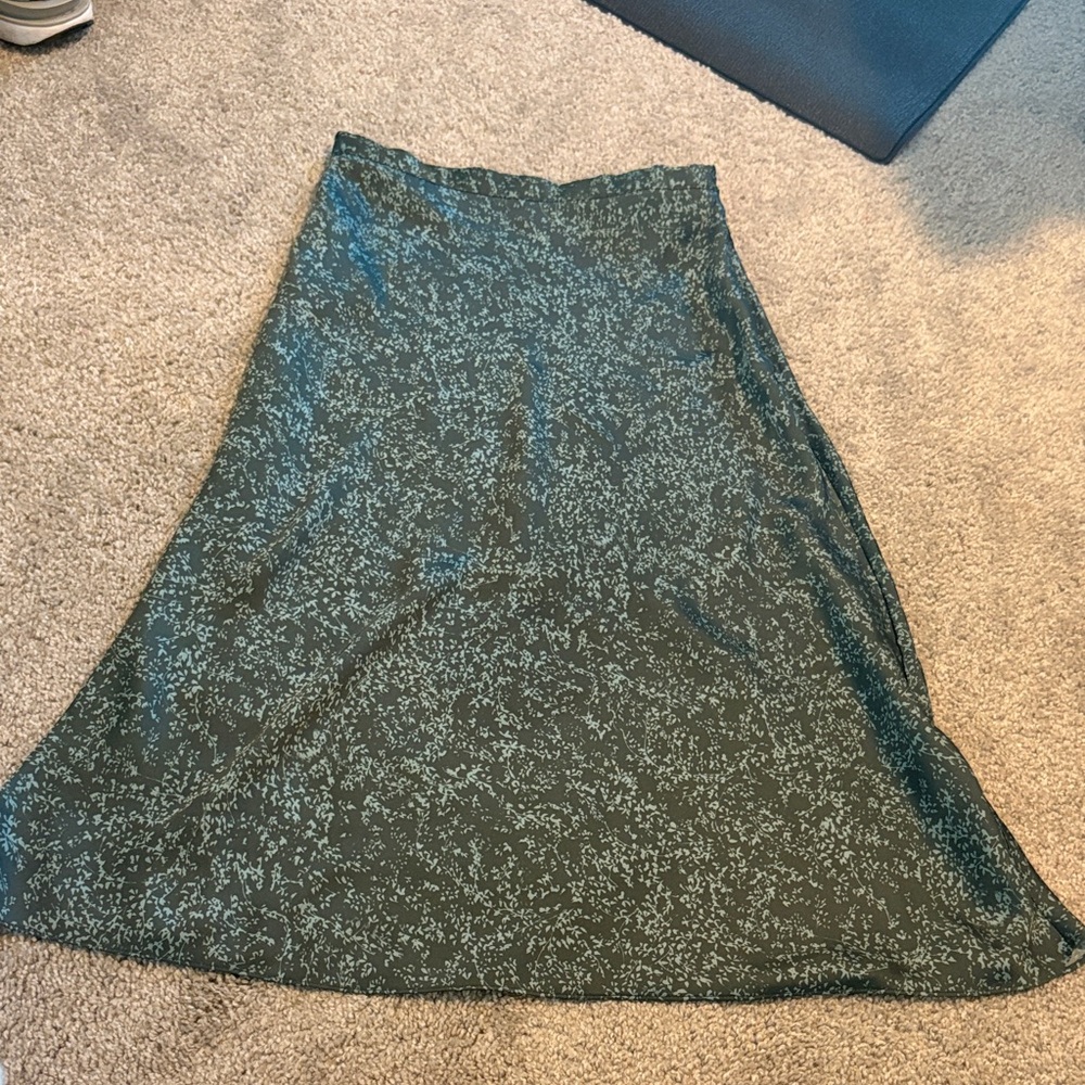 Gianni Bini Dark Green Patterned A-Line Skirt